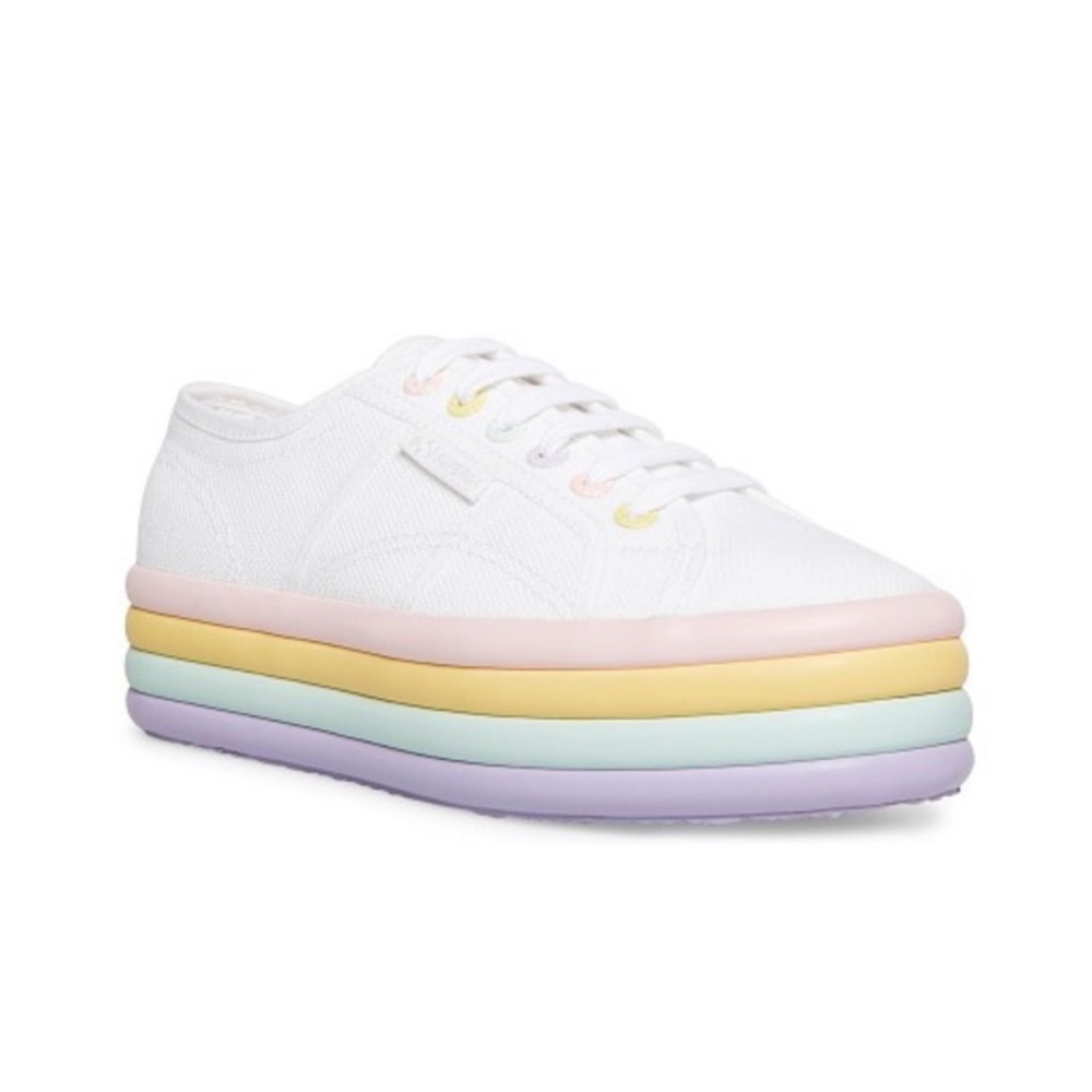 New superga rainbow platform sneakers